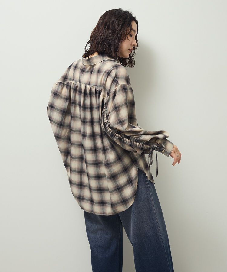 Green Parks「・ELENCARE DUE チェックギャザーシャツ」|シャツ・ブラウス|