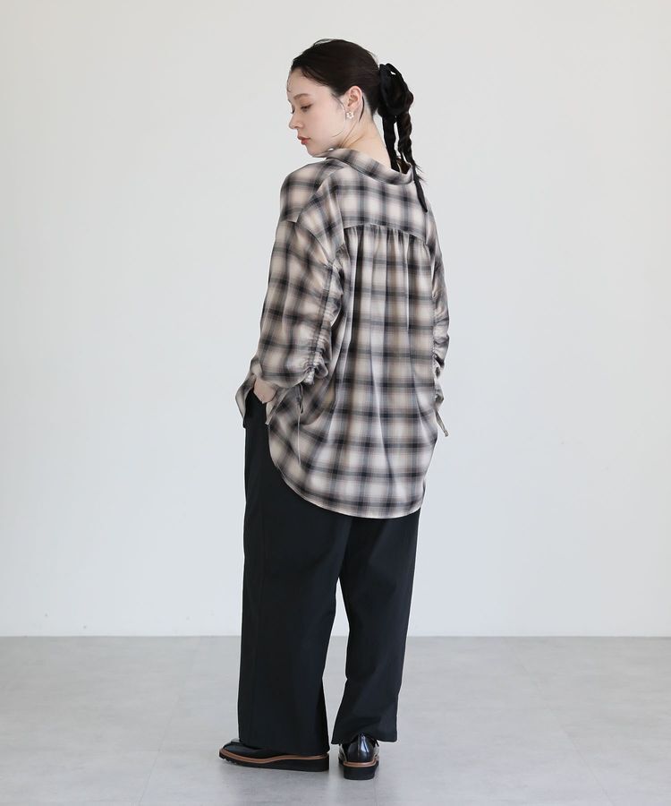 Green Parks「・ELENCARE DUE チェックギャザーシャツ」|シャツ・ブラウス|