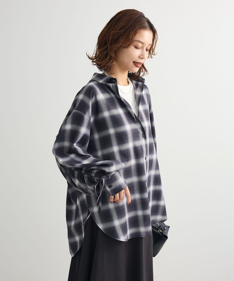 Green Parks「・ELENCARE DUE チェックギャザーシャツ」|シャツ・ブラウス|