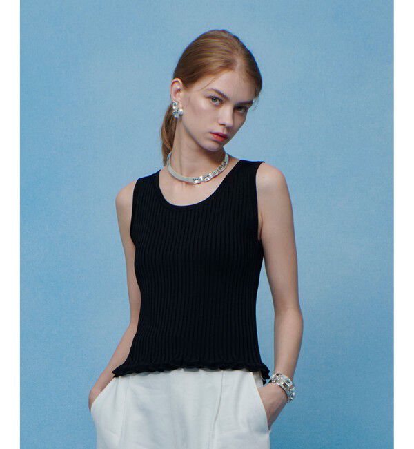 LOULOU WILLOUGHBY「【LOULOU WILLOUGHBY】ワイドリブヘムフリルタンク」|タンクトップ|