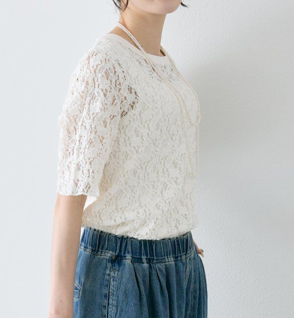  「ストレッチレースTシャツ」|プルオーバー|