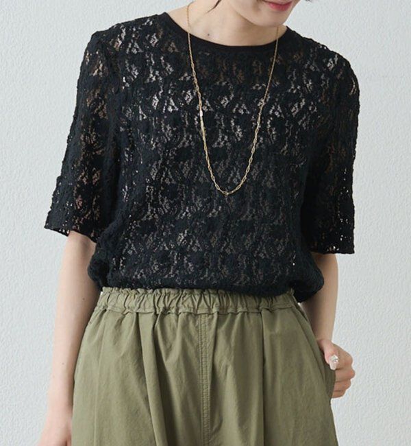 「ストレッチレースTシャツ」|プルオーバー|