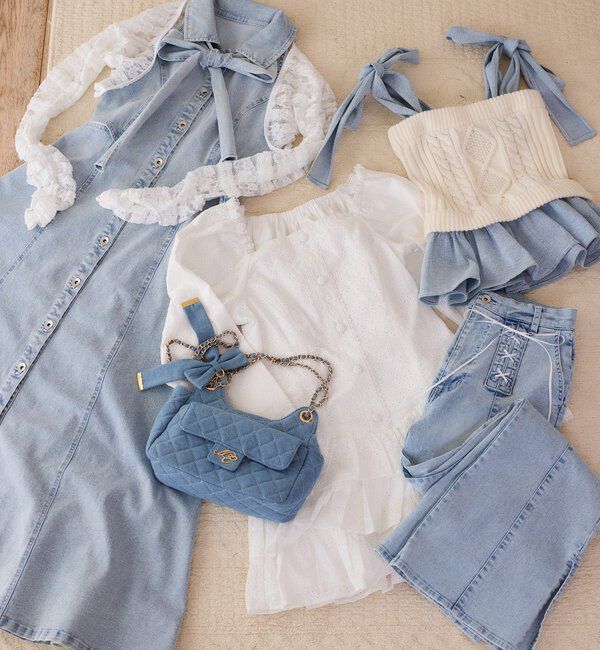  「【Denim Collection】肩リボンビスチェ」|シャツ・ブラウス|