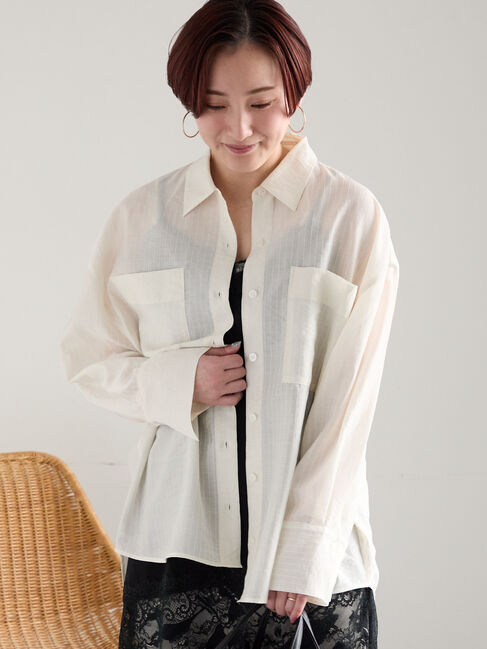 Te chichi「シアーストライプシャツ」|シャツ・ブラウス|オフホワイト