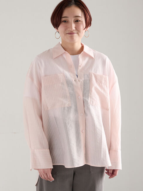 Te chichi「シアーストライプシャツ」|シャツ・ブラウス|ピンク