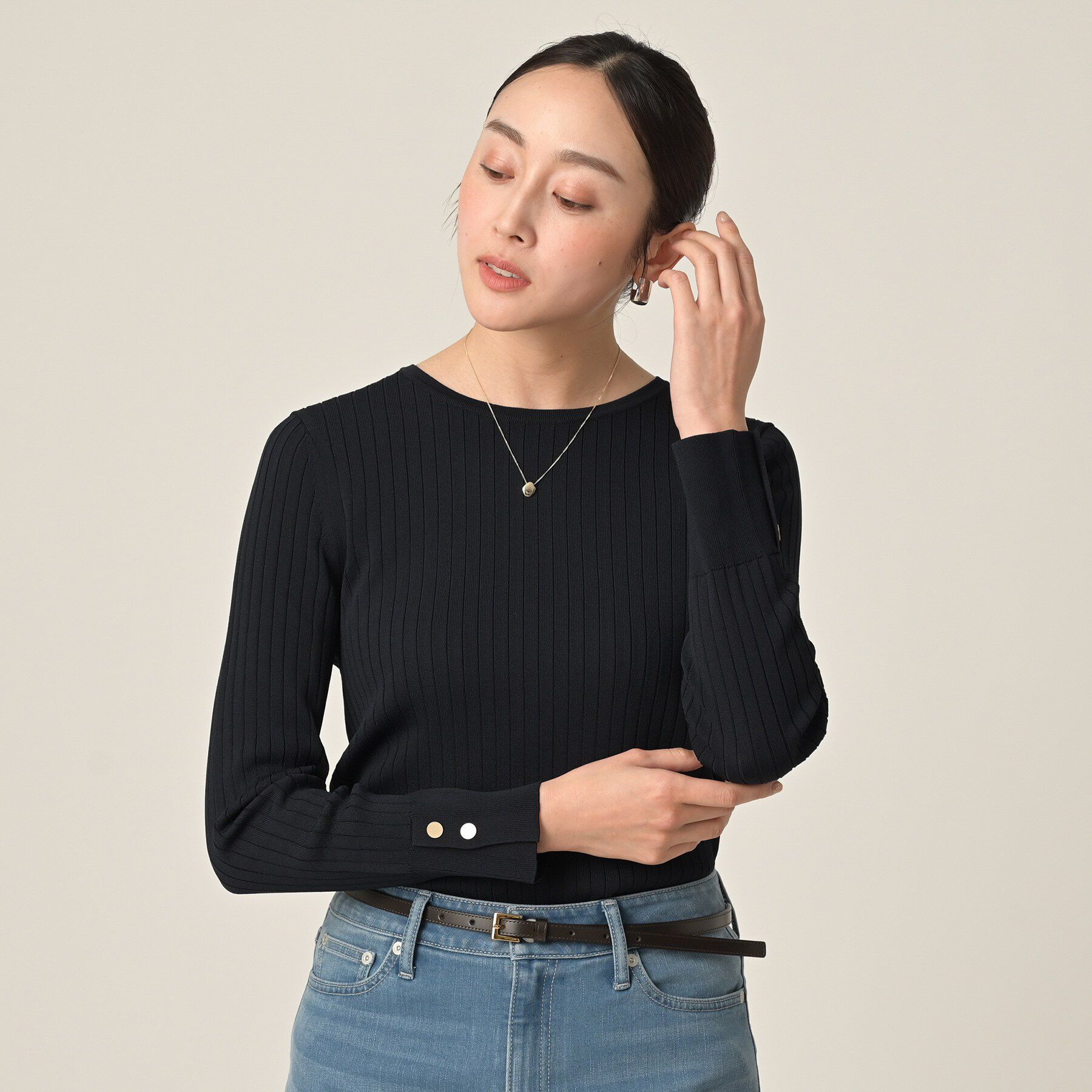 UNTITLED「【アンサンブル可/洗える】ワイドリブニット」|ニット・セーター|