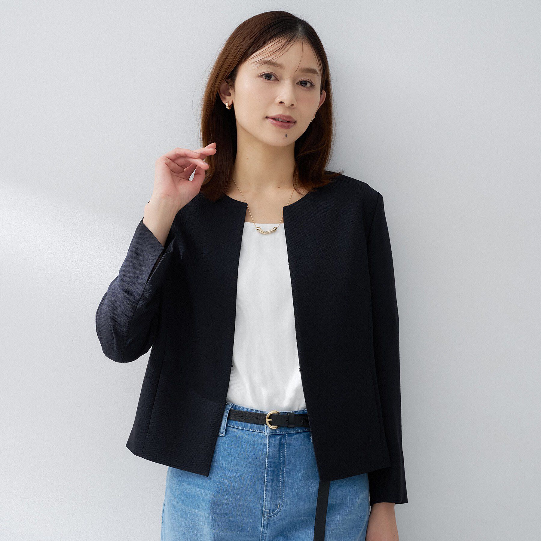 UNTITLED「ミニマルシルエットジャケット」|ノーカラージャケット|