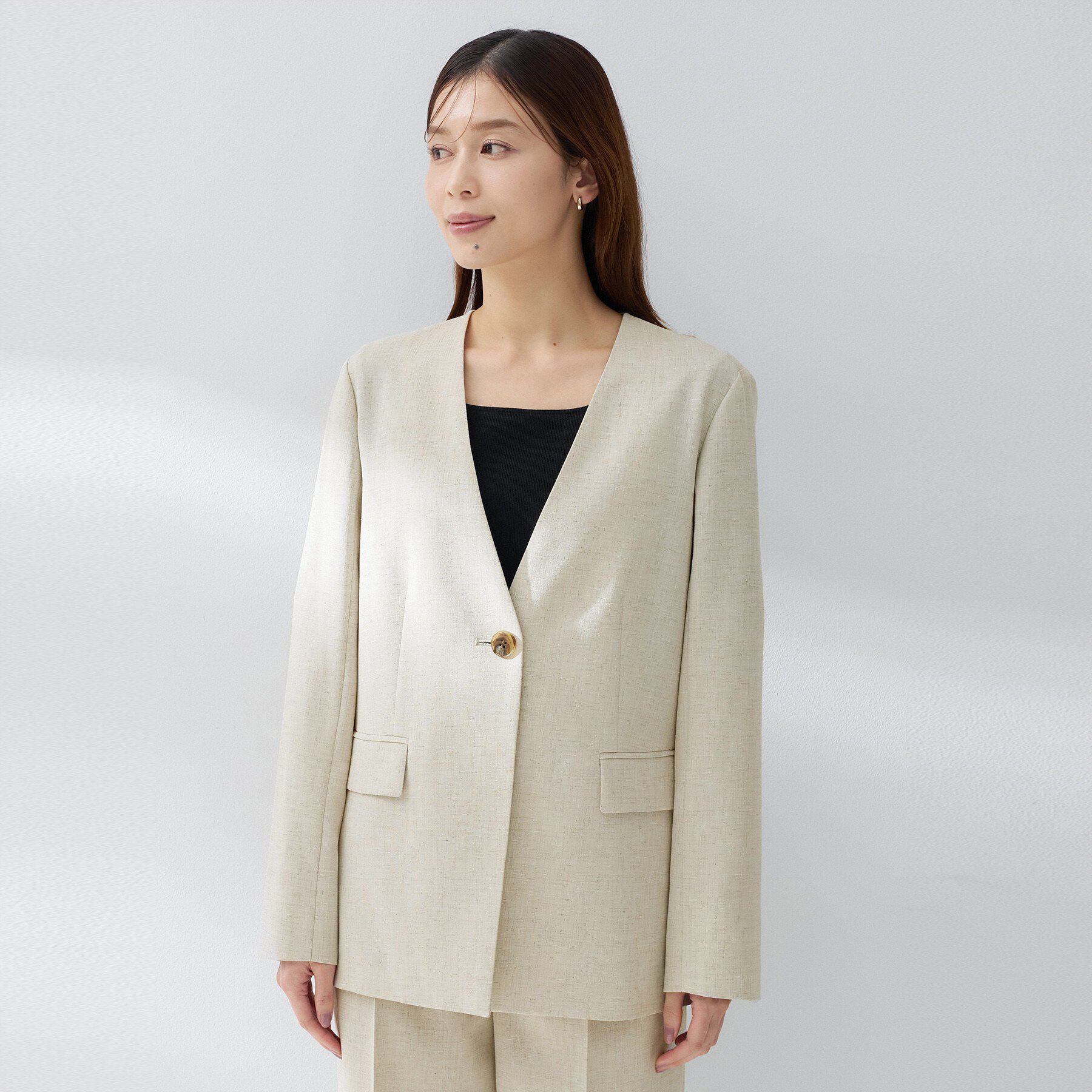 UNTITLED「スラブカラーレスジャケット」|ノーカラージャケット|