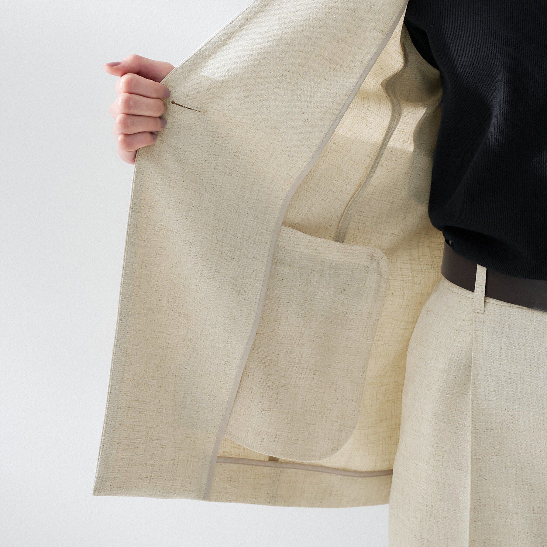 UNTITLED「スラブカラーレスジャケット」|ノーカラージャケット|