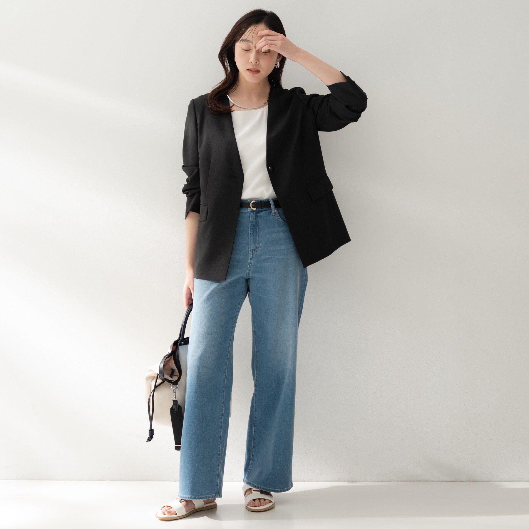 UNTITLED「スラブカラーレスジャケット」|ノーカラージャケット|