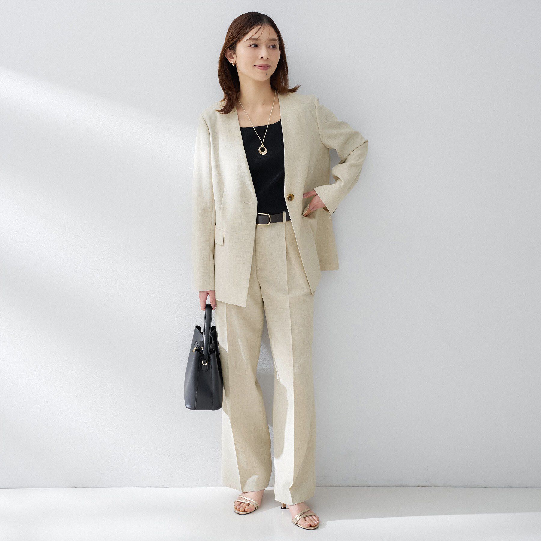 UNTITLED「スラブカラーレスジャケット」|ノーカラージャケット|