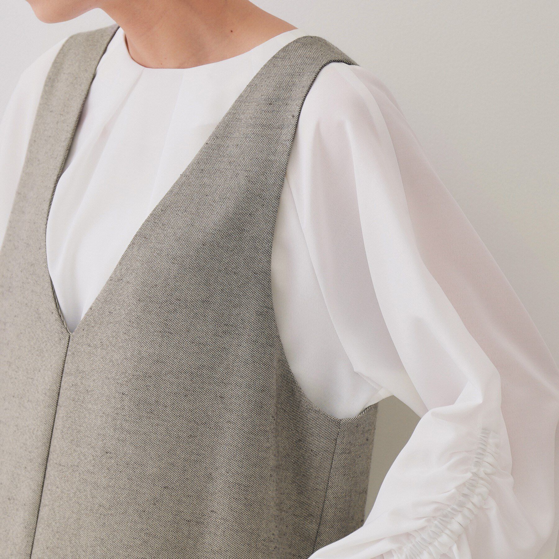 OPAQUE.CLIP「麻混ラメジャンパースカート【洗濯機洗い可】」|ワンピース|