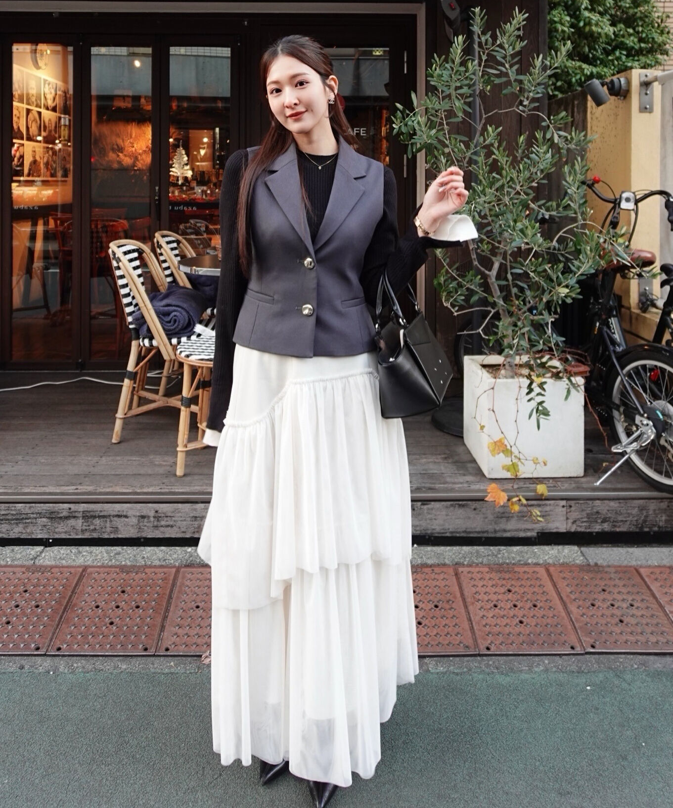 PROPORTION BODY DRESSING「テーラードジレセットアップ」|ワンピース|チャコール&times;  2