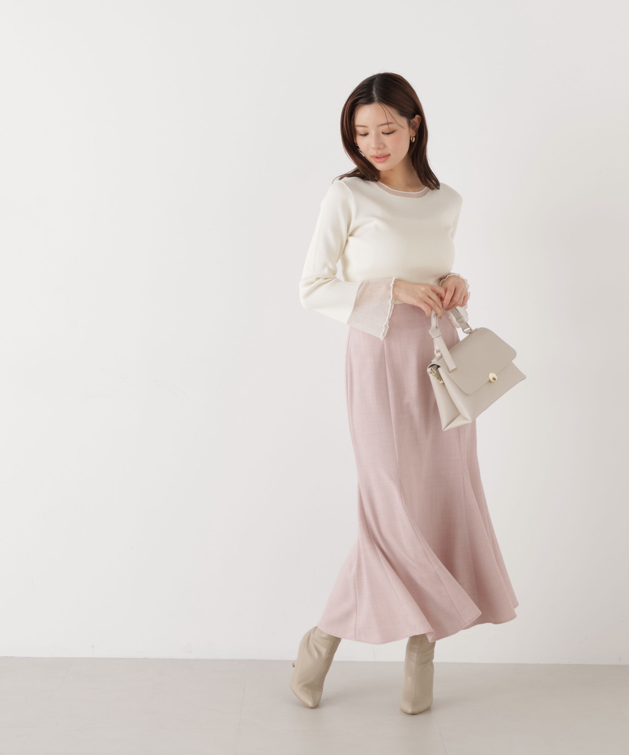 PROPORTION BODY DRESSING「部分シアーフレアスリーブニットトップス　26SS」|ニット・セーター|