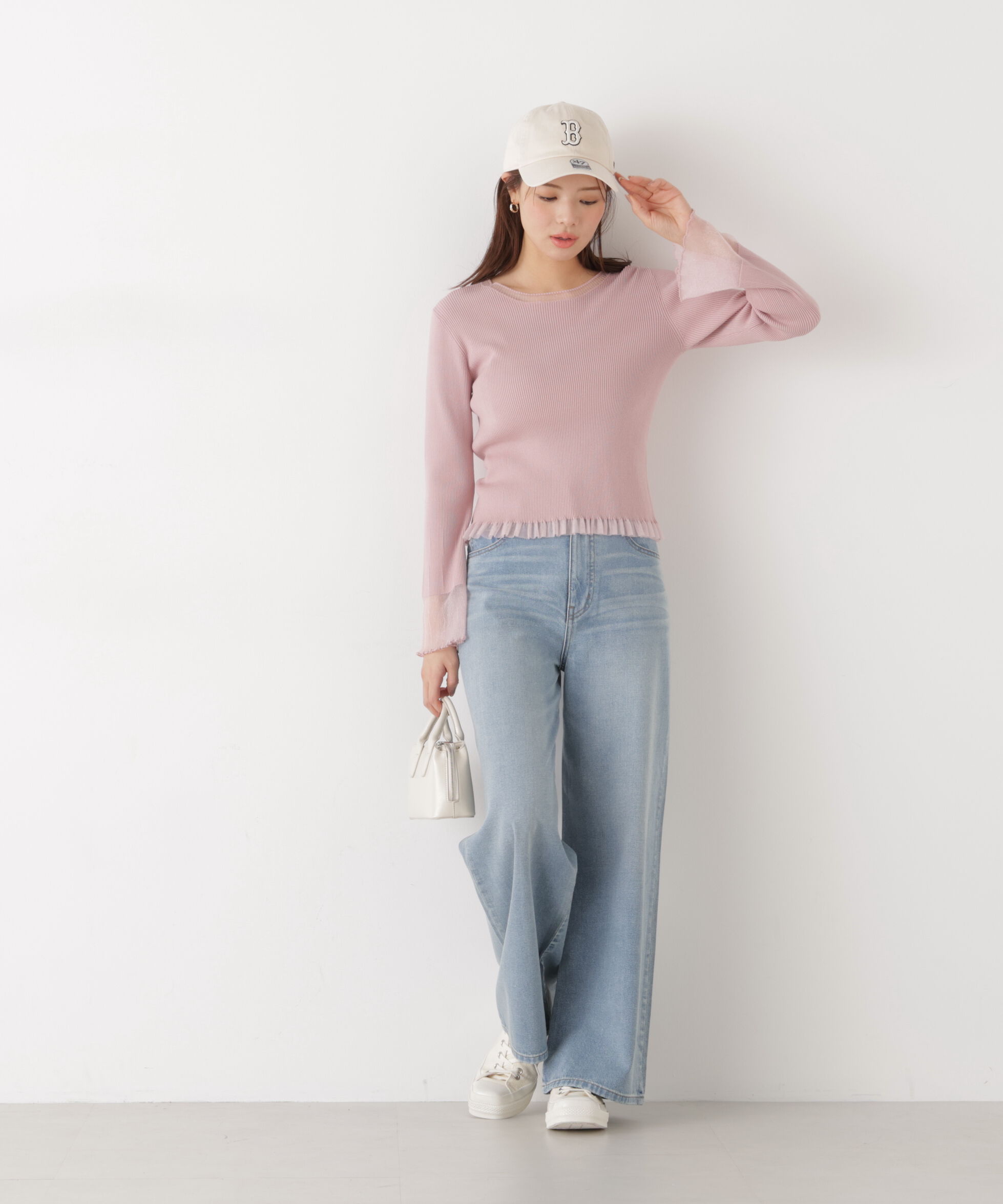 PROPORTION BODY DRESSING「部分シアーフレアスリーブニットトップス　26SS」|ニット・セーター|