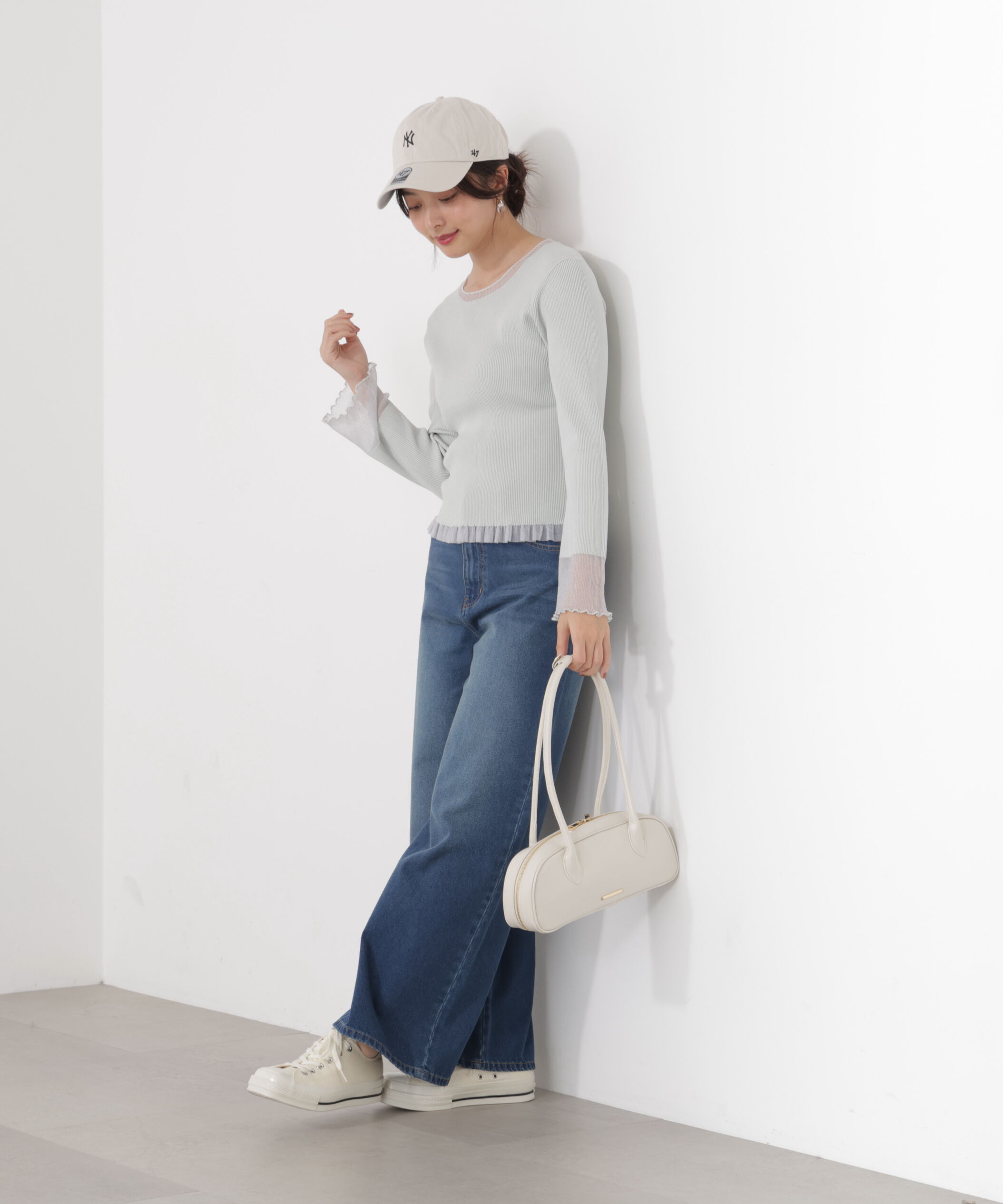 PROPORTION BODY DRESSING「部分シアーフレアスリーブニットトップス　26SS」|ニット・セーター|