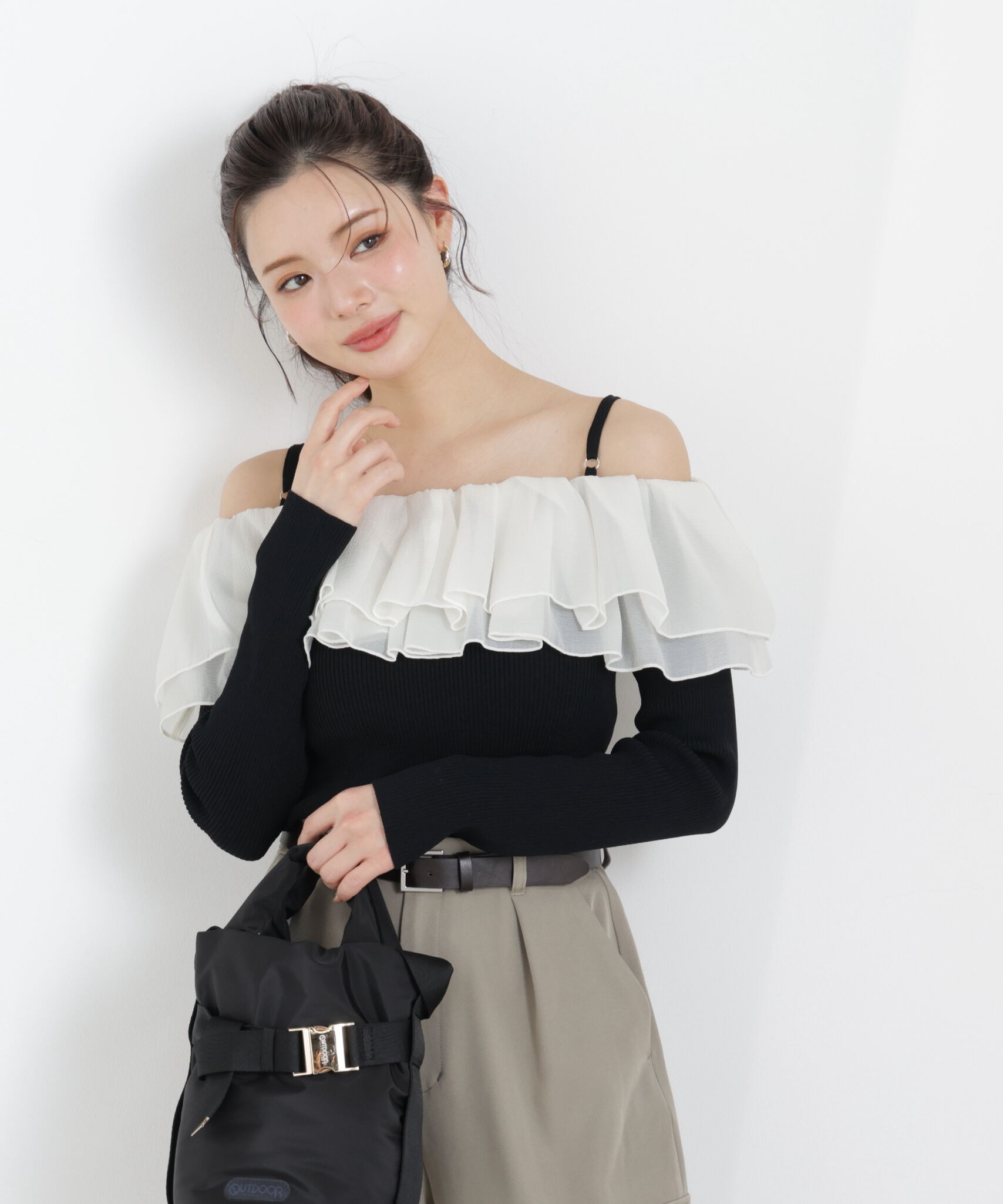 PROPORTION BODY DRESSING「〈a/mie〉フリルリブニット　26SS」|カーディガン|