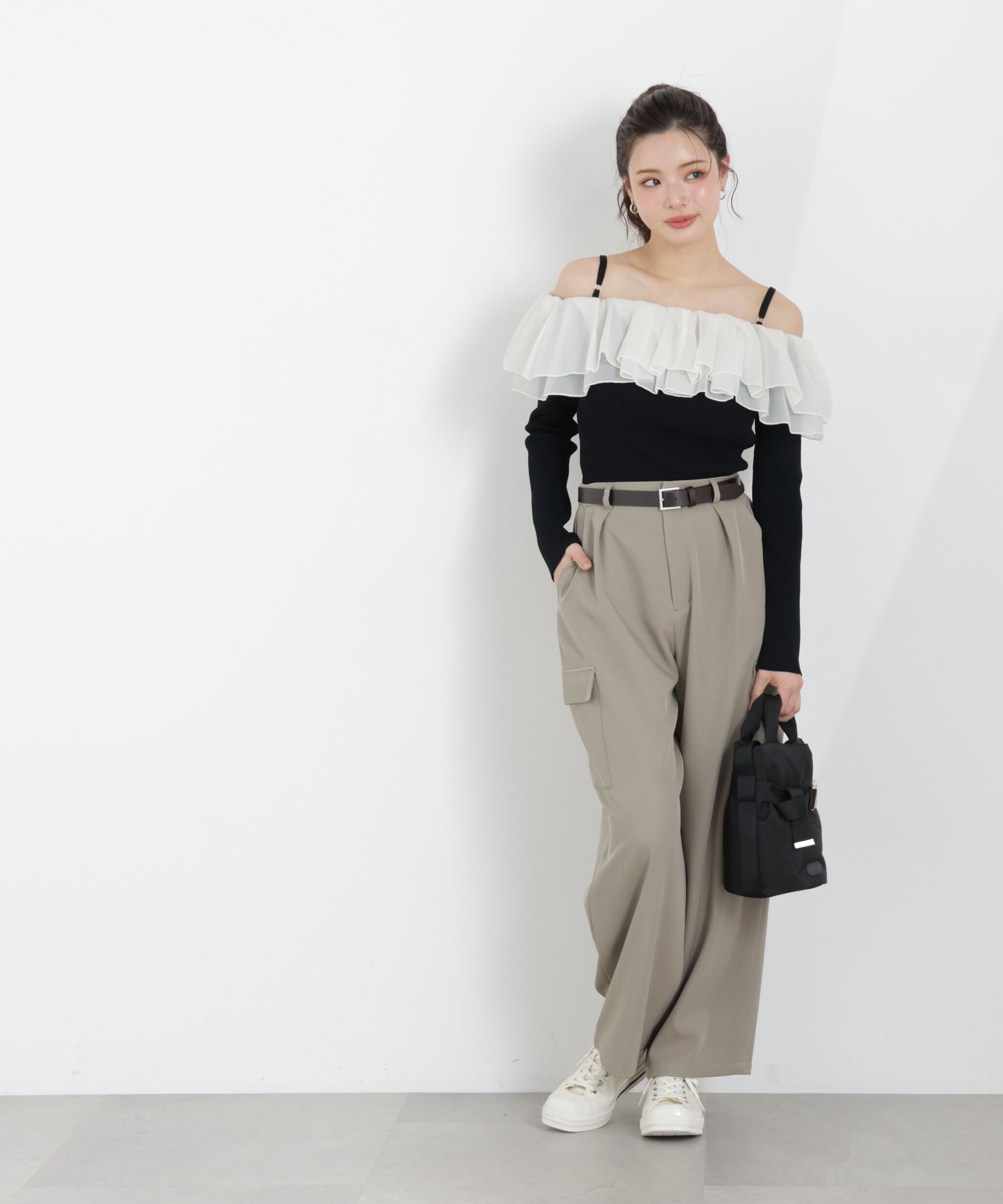 PROPORTION BODY DRESSING「〈a/mie〉フリルリブニット　26SS」|カーディガン|