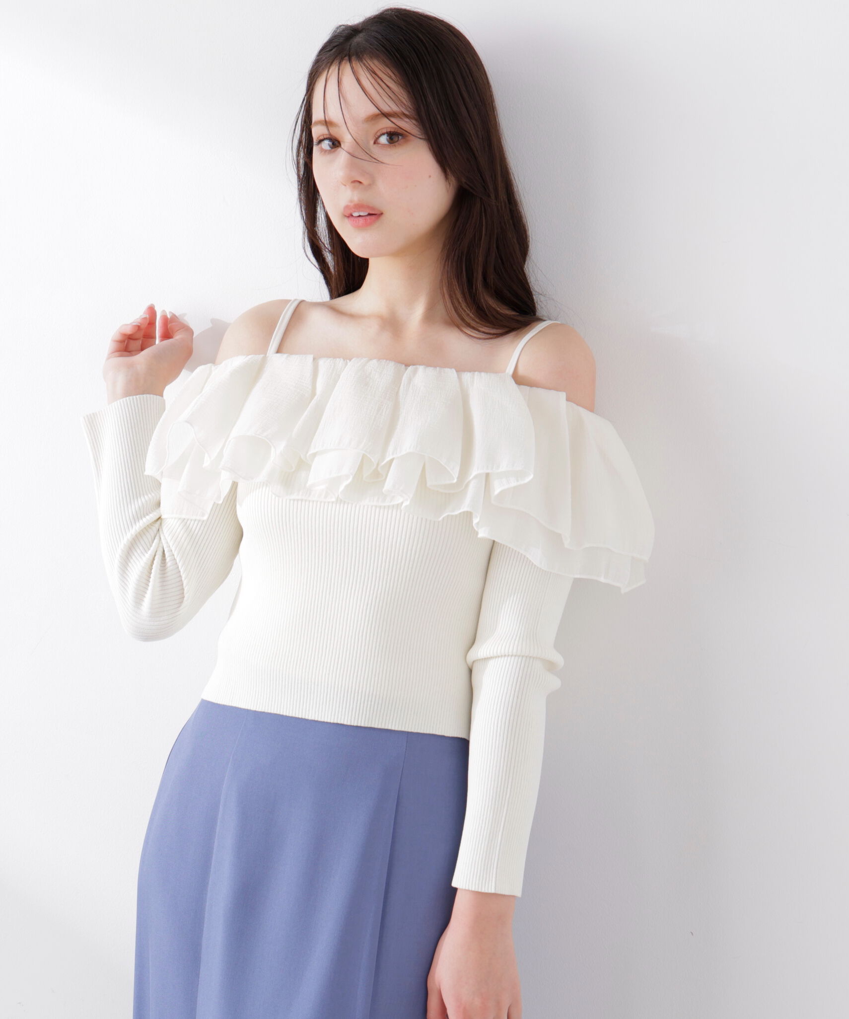 PROPORTION BODY DRESSING「〈a/mie〉フリルリブニット　26SS」|カーディガン|