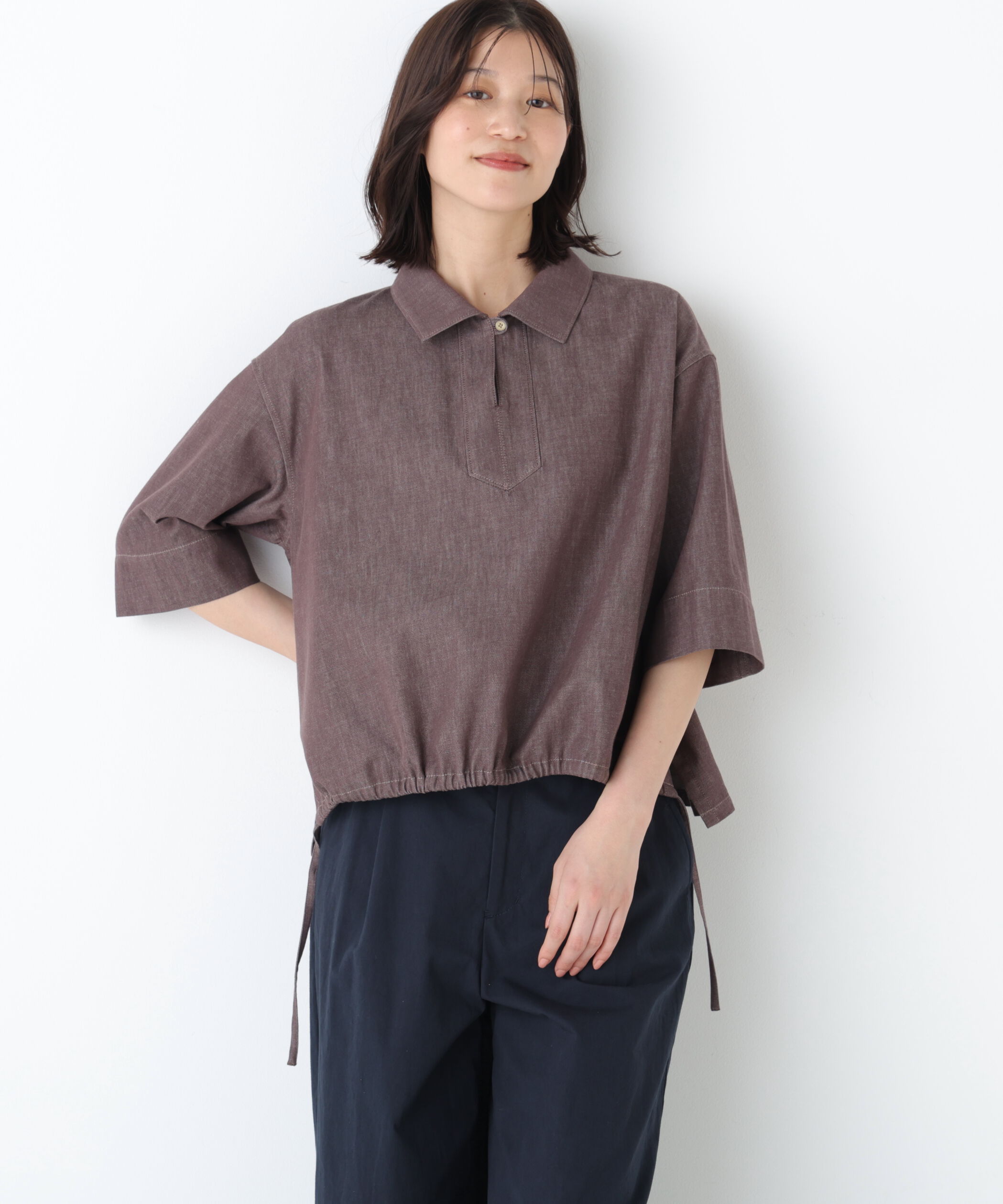  「◆《ウォッシャブル》ライトオンスデニムスキッパーブラウス」|シャツ・ブラウス|ブラウン