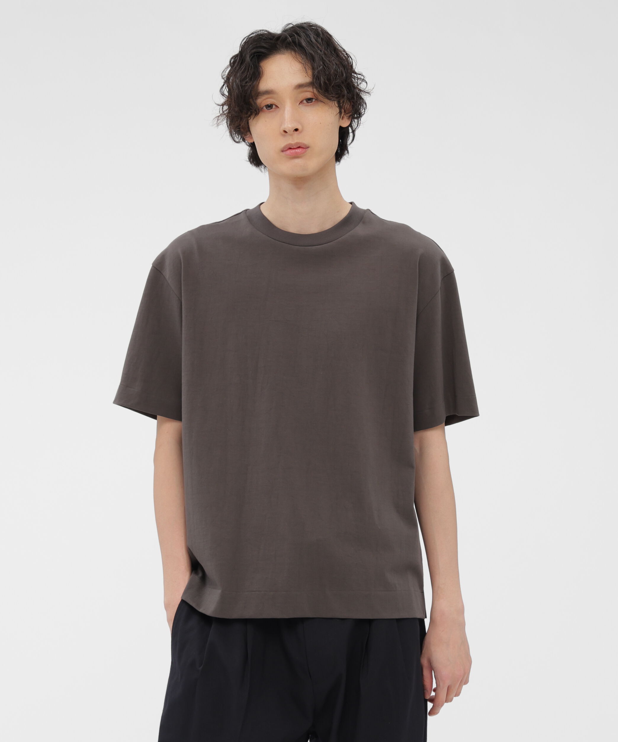 MARGARET HOWELL「FINE DENSE COTTON JERSEY TOP」|Tシャツ・カットソー|DARK CHARCOAL4