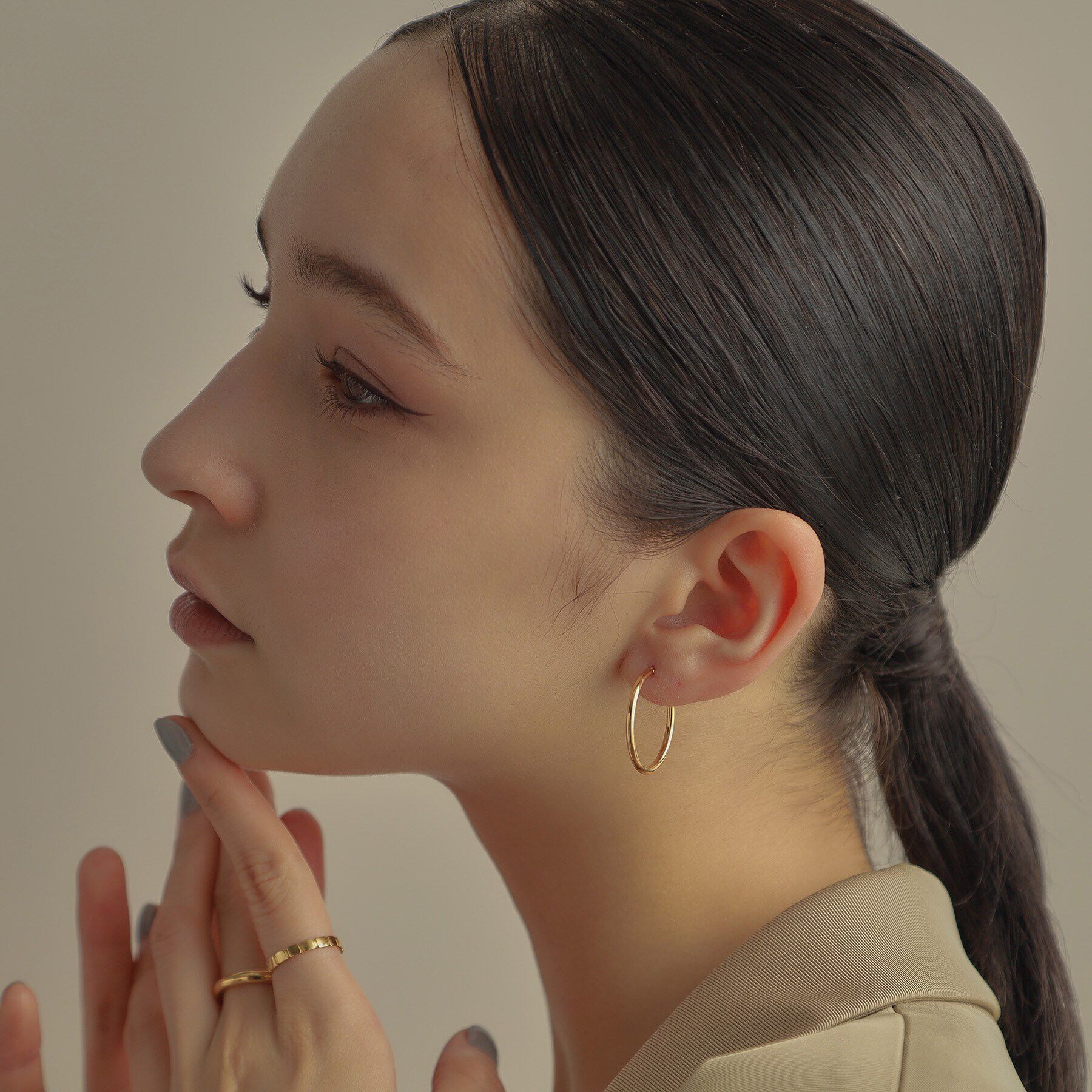 COCOSHNIK「K18中空丸線 フープピアス大」|ピアス|