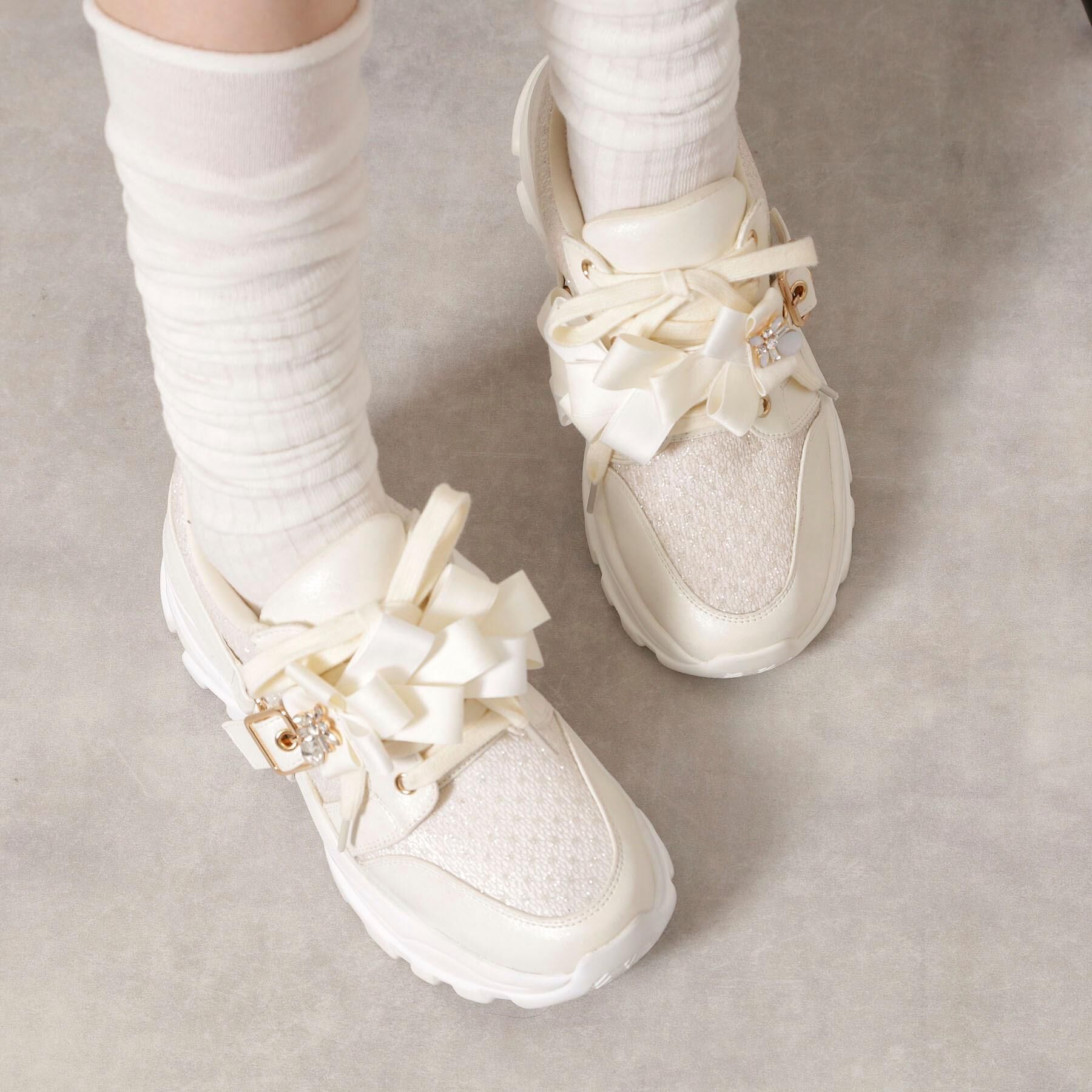 ESPERANZA「ツインリボンベルト付きラメスニーカー」|スニーカー|