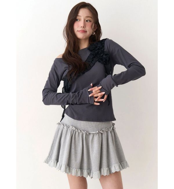 CALNAMUR「コサージュフリルオフショルトップス」|Tシャツ・カットソー|