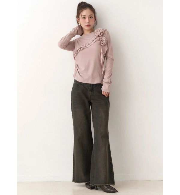 CALNAMUR「コサージュフリルオフショルトップス」|Tシャツ・カットソー|