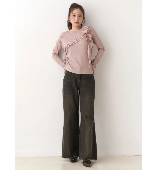 CALNAMUR「コサージュフリルオフショルトップス」|Tシャツ・カットソー|