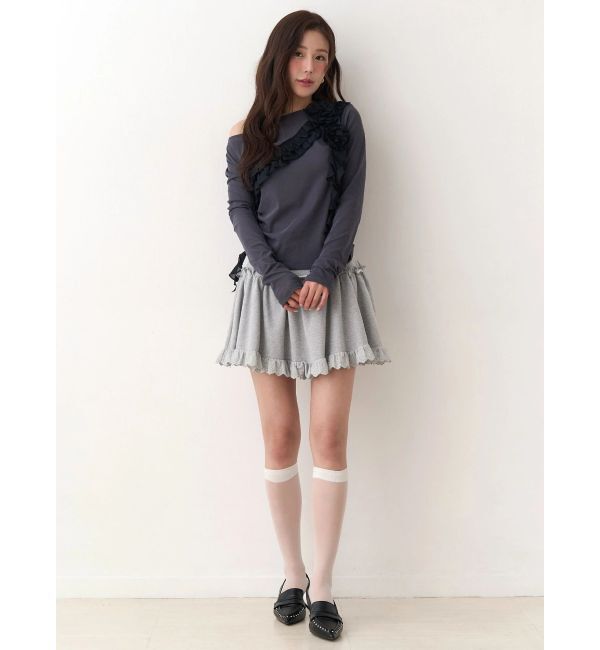 CALNAMUR「コサージュフリルオフショルトップス」|Tシャツ・カットソー|