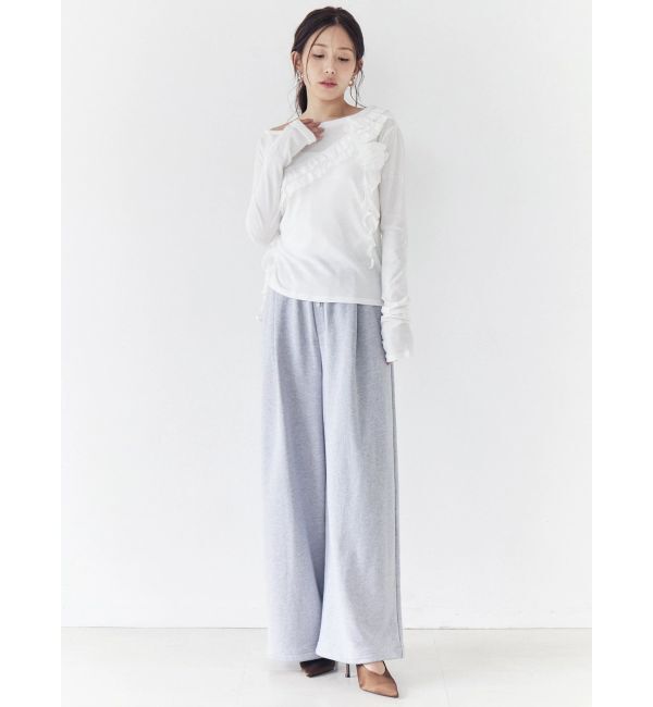 CALNAMUR「コサージュフリルオフショルトップス」|Tシャツ・カットソー|