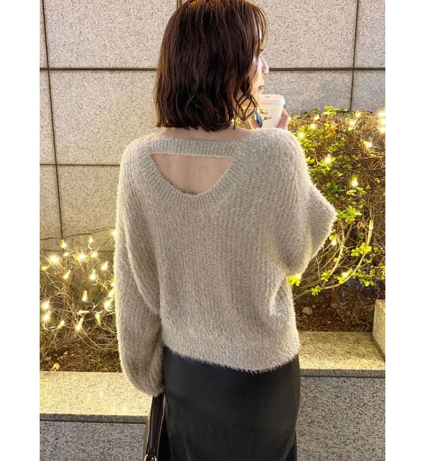 LAGUNAMOON「バックデザインファーラメニットプルオーバー」|ニット・セーター|