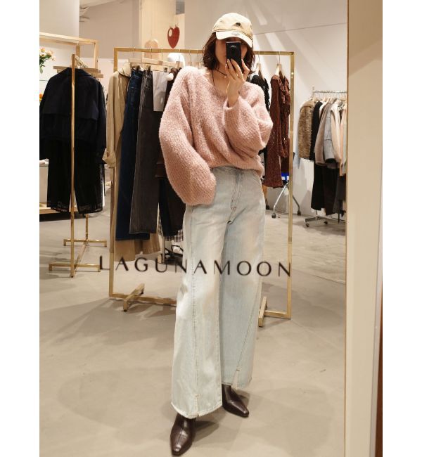 LAGUNAMOON「バックデザインファーラメニットプルオーバー」|ニット・セーター|