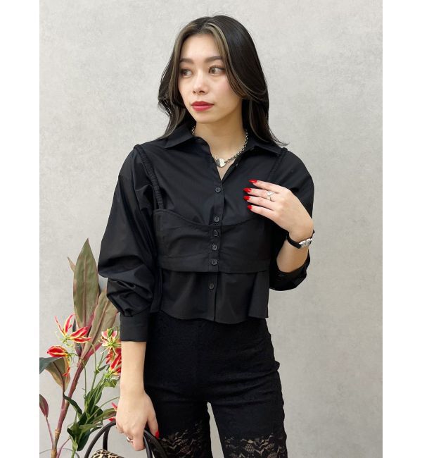 EVRIS「ビスチェSETアニマルショートシャツ」|シャツ・ブラウス|ブラック