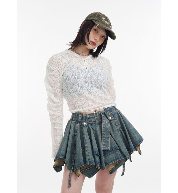 jouetie「ギャザースリーブレースフーディ」|Tシャツ・カットソー|