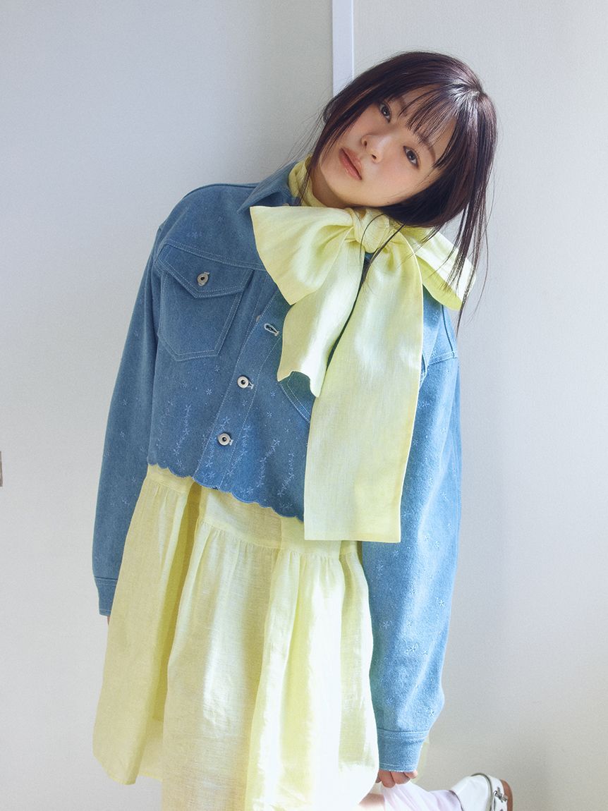 FURFUR「刺繍クロップドシャツジャケット」|デニムジャケット|