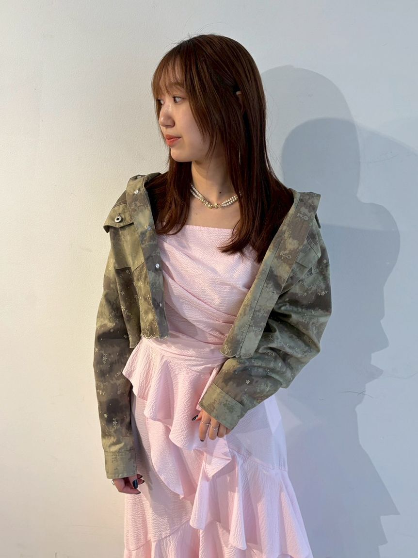 FURFUR「刺繍クロップドシャツジャケット」|デニムジャケット|