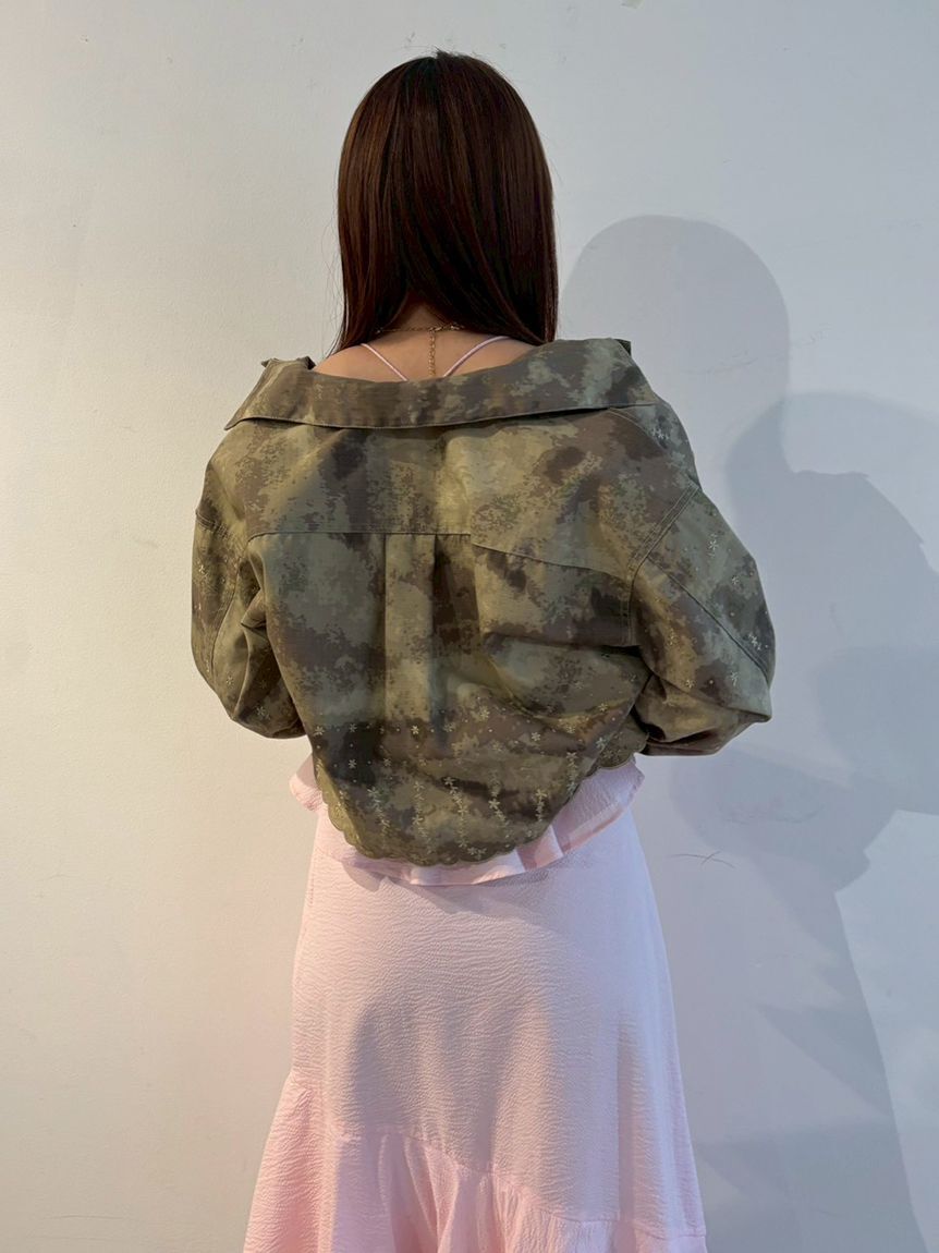 FURFUR「刺繍クロップドシャツジャケット」|デニムジャケット|