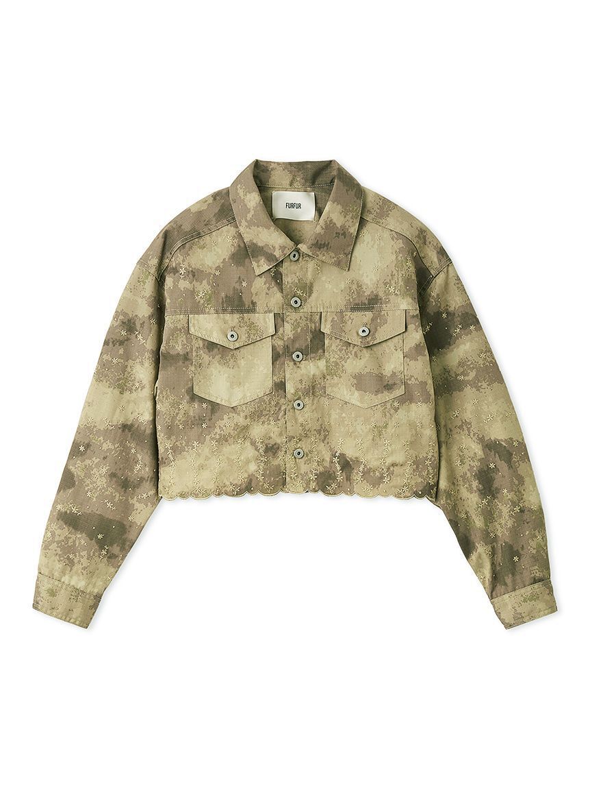 FURFUR「刺繍クロップドシャツジャケット」|デニムジャケット|