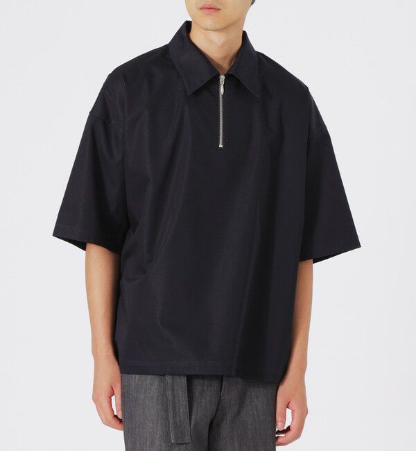  「シャンブレーサテンハーフジップポロ」|シャツ・ブラウス|