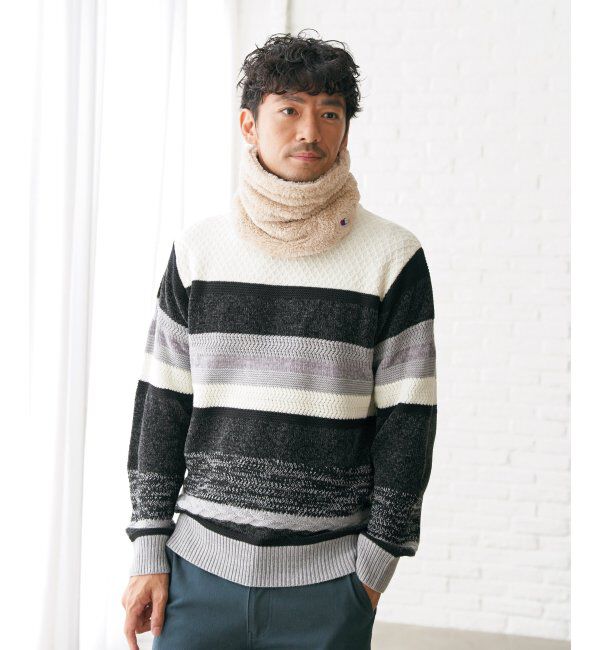 ikka「モールミックスボーダーニット」|プルオーバー|