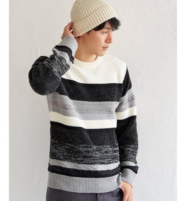 ikka「モールミックスボーダーニット」|プルオーバー|