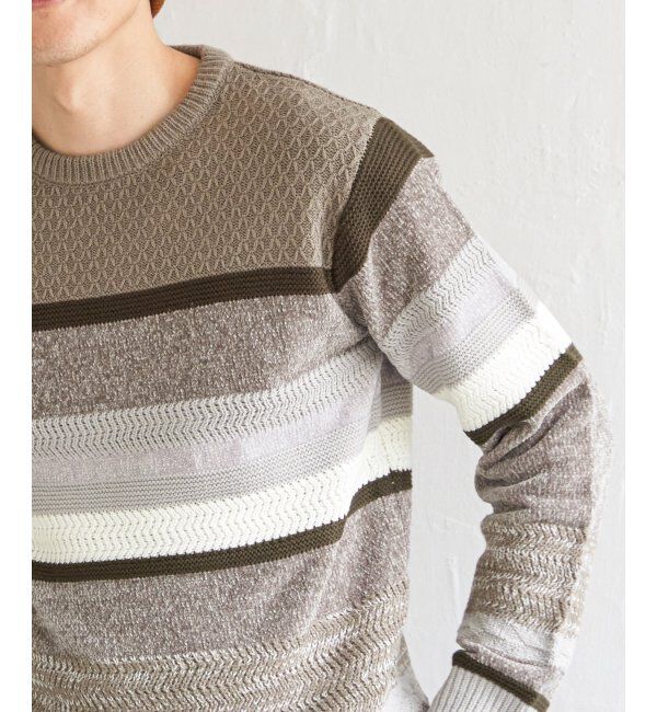 ikka「モールミックスボーダーニット」|プルオーバー|