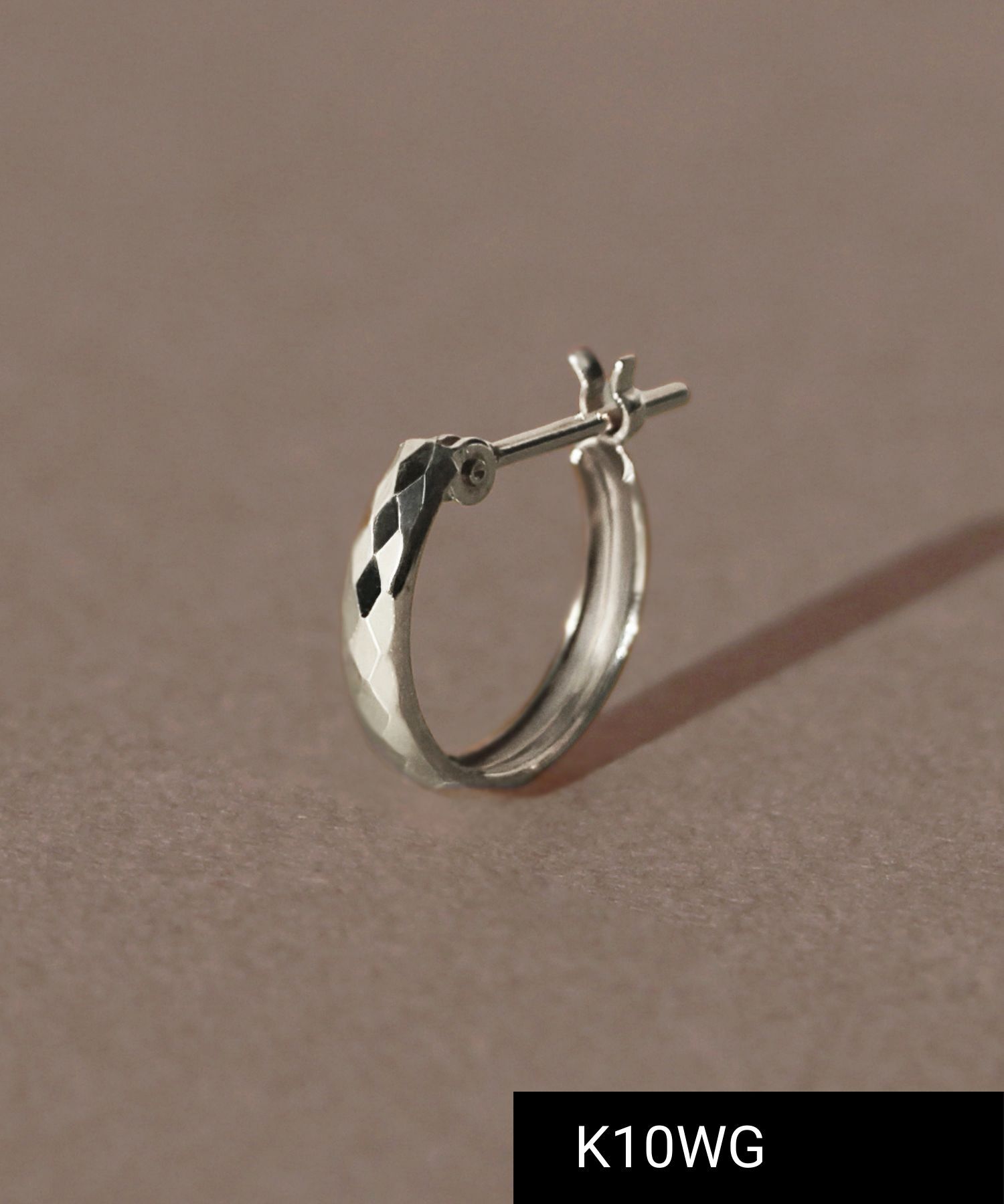 JUPITER「【K10】ダイヤモンドカットフープピアス/片耳 シルバー」|ピアス|シルバー