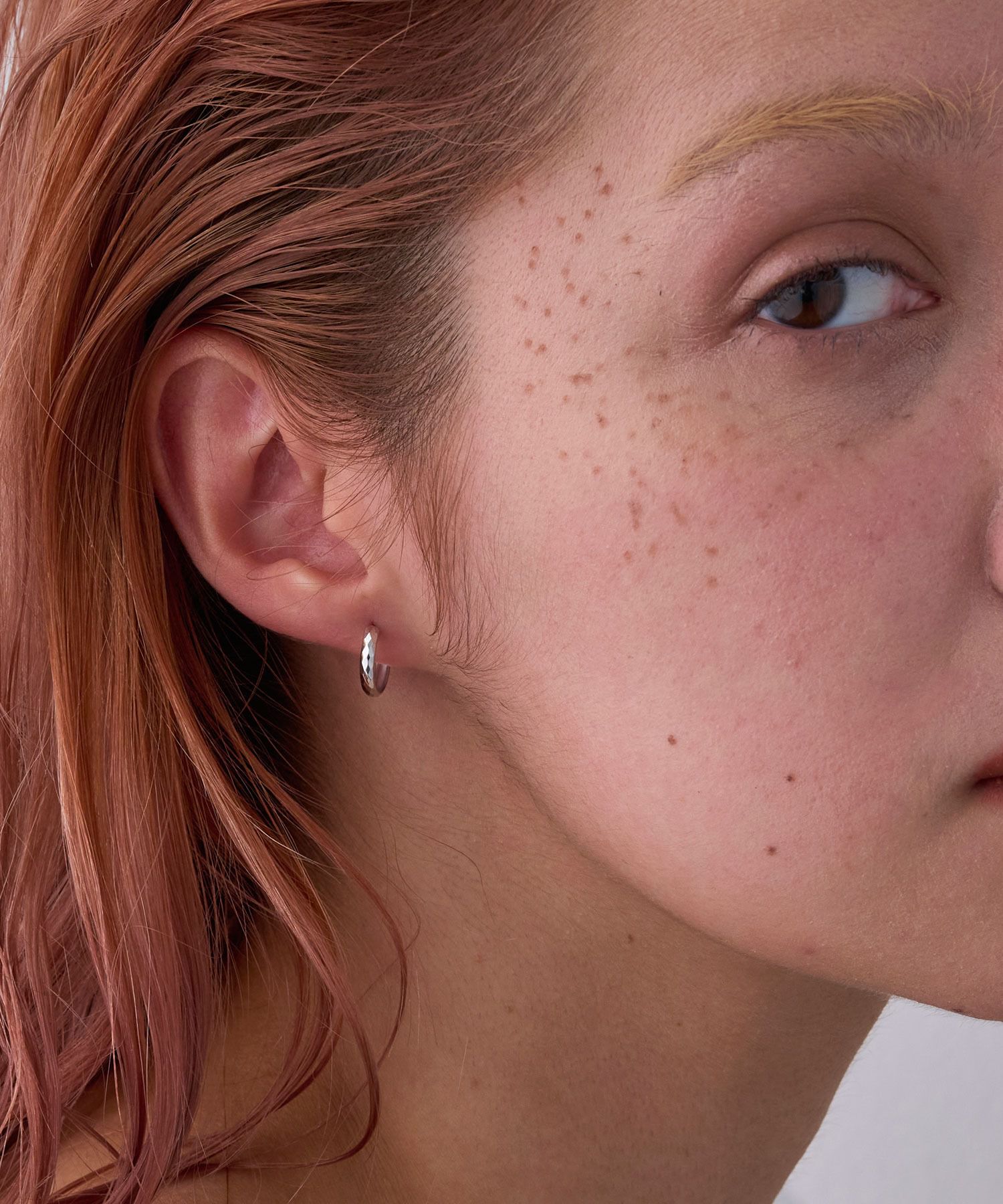 JUPITER「【K10】ダイヤモンドカットフープピアス/片耳 シルバー」|ピアス|