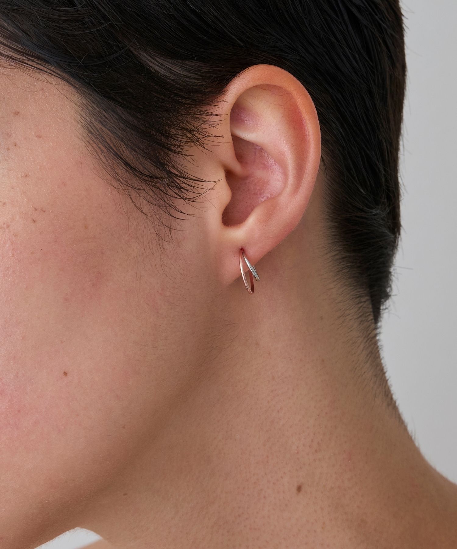 JUPITER「【K10&SV925】ダブルラインコンビフープイヤリング　ピンクゴールド」|イヤリング|