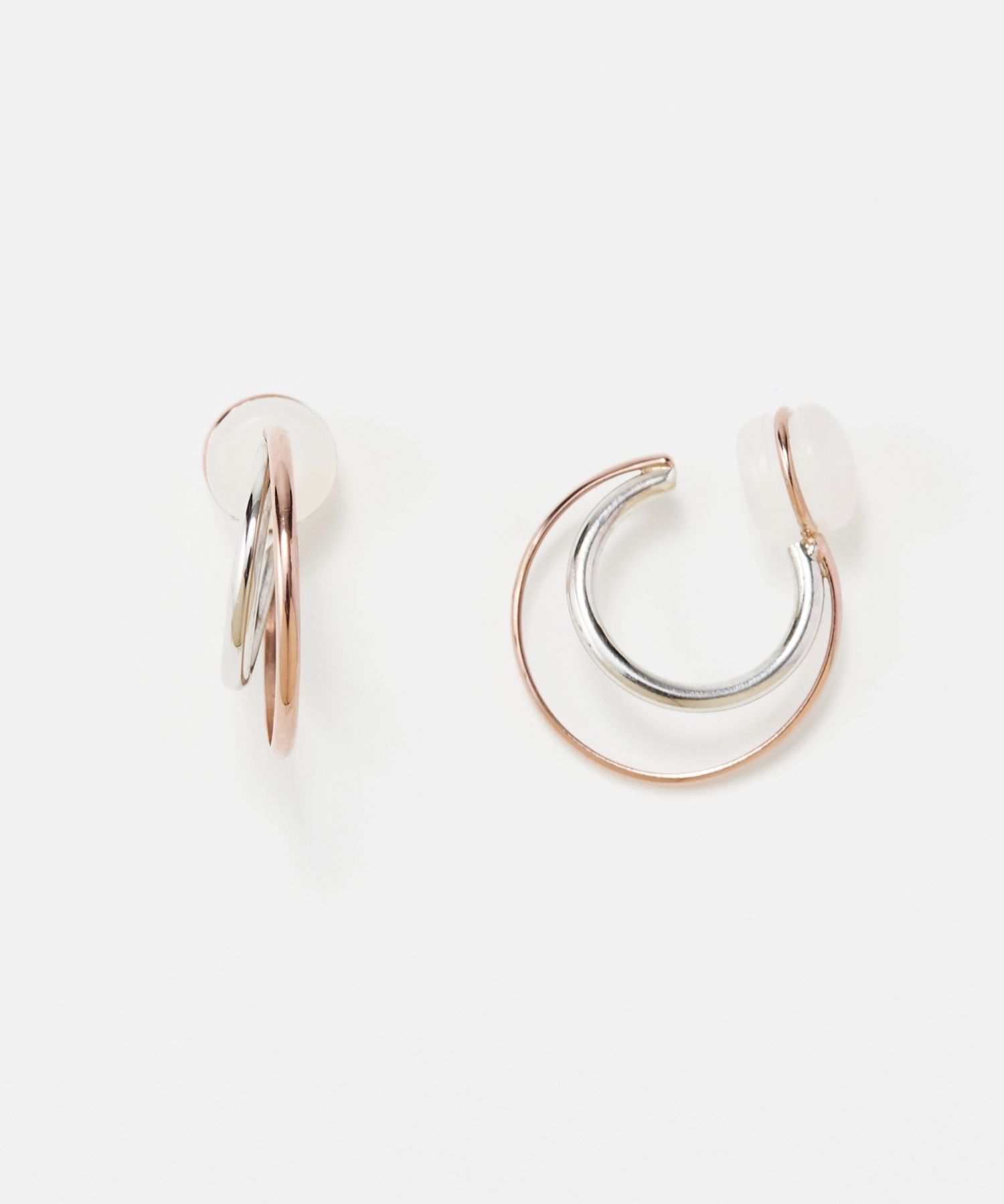 JUPITER「【K10&SV925】ダブルラインコンビフープイヤリング　ピンクゴールド」|イヤリング|