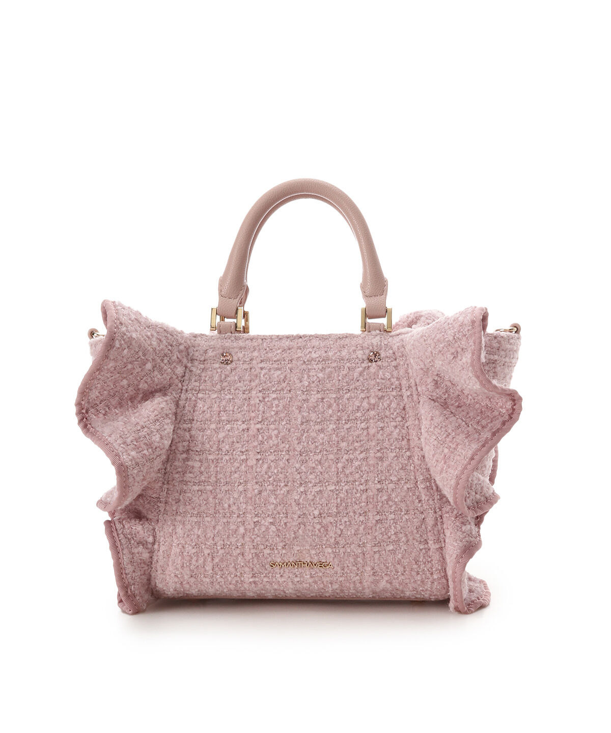 Samantha Vega「ツイードフリルハンドバッグ（小）」|ハンドバッグ|ピンク