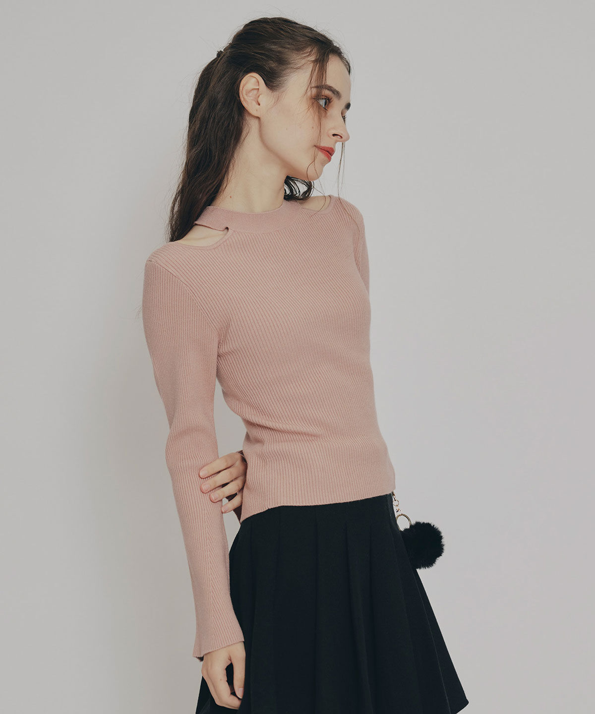 REDYAZEL「カットアウトリブニットトップス」|ニット・セーター|